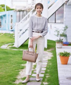 Tiaclasse 【洗える】ピンタック配色ブラウス