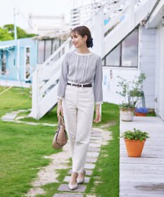 Tiaclasse L 【洗える】ピンタック配色ブラウス