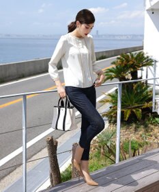 Tiaclasse L 【洗える】ピンタック配色ブラウス