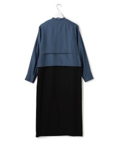 ICB 【洗える】ウールワッシャーツイル シャツドッキング ワンピース