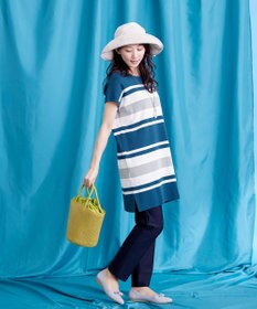 Tiaclasse 【新色追加・洗える】マルチボーダーフレンチニットチュニック