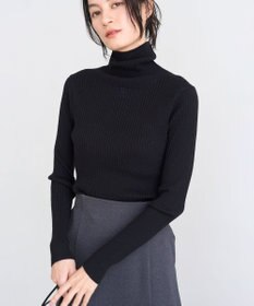 UNFILO 【吸湿発熱】リブ タートルネック ニット