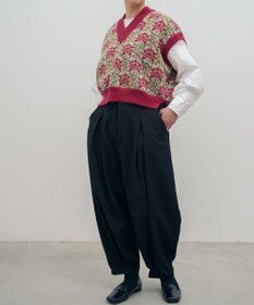 muuc 〈うっとり柔らか上質な極細繊維〉〈前身頃は希少なモヘアとシルク×後ろ身頃はウール100%〉フラワージャカード ベスト