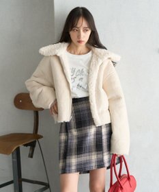 earth music&ecology リバーシブルフェイクムートンショートブルゾン