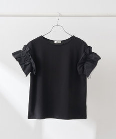 earth music&ecology 【接触冷感/洗濯機可】ギャザーフリルスリーブカットソー