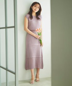 Feroux 【洗える】透かし編みニット ワンピース