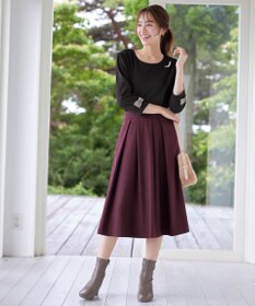 Tiaclasse 【洗える】リボン袖ポンチトップス