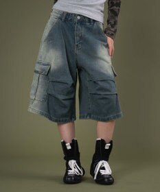 WEGO フラップポケットニータックカーゴハーフパンツ