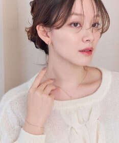 Phoebe 【金属アレルギー対応】【痛くないシリーズ】プチベゼルストーンフープライトフィットイヤリング　シャンパンゴールド