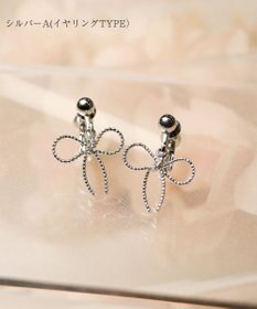 Tiaclasse 【安田美沙子さん着用/金属アレルギー対応/選べる2TYPE】チェーンリボン イヤリング・ピアス