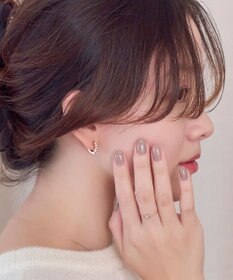 Phoebe 【金属アレルギー対応】【痛くないシリーズ】プチベゼルストーンフープライトフィットイヤリング　シャンパンゴールド