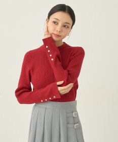earth music&ecology スリーブ釦ニットプルオーバー