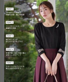 Tiaclasse L 【洗える】リボン袖ポンチトップス