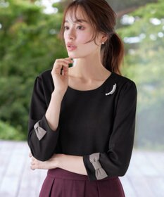 Tiaclasse 【洗える】リボン袖ポンチトップス