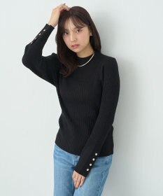 earth music&ecology スリーブ釦ニットプルオーバー