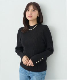 earth music&ecology スリーブ釦ニットプルオーバー