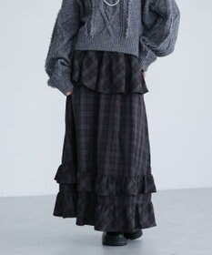 Green Parks ■ＥＳＣＡＲ　チェックペプラムフレアスカート