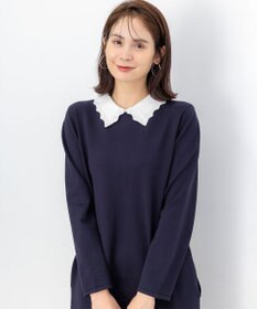 組曲 L レースライク襟付きニットワンピース