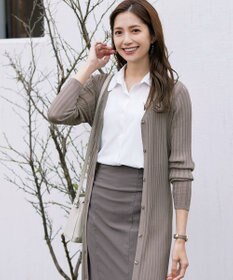 Tiaclasse 【洗える】ベルト付きランダムリブロングカーディガン