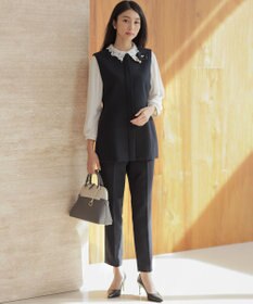 組曲 L 【KUMIKYOKU NAVY】コンフォータブルドレープ フリルテーパードパンツ