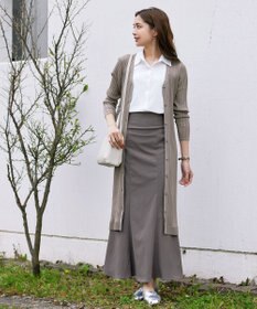 Tiaclasse 【洗える】ベルト付きランダムリブロングカーディガン