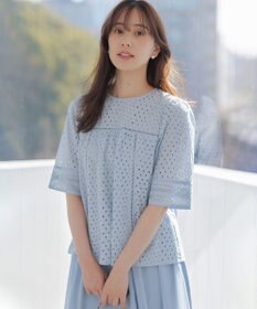 組曲 【先行予約】エンブロイダリーレース5分袖 ブラウス