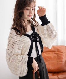 WEGO 【紫外線対策/手洗い可】メッシュリボンボレロ