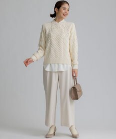 組曲 【WEB限定】パール釦ケーブル ニット