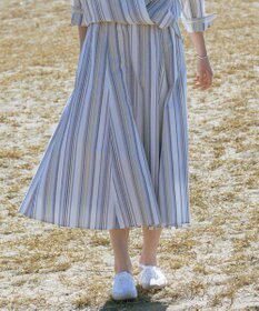 J.PRESS LADIES S リネンMIX ストライプ フレア スカート