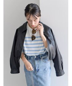 Te chichi フェイクレザークロップドブルゾン