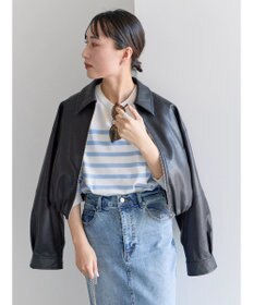 Te chichi フェイクレザークロップドブルゾン