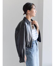Te chichi フェイクレザークロップドブルゾン