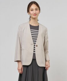 J.PRESS LADIES 【セットアップ対応】ファンマートロストレッチ ノーカラー ジャケット グレージュ系