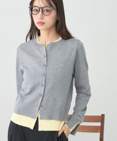earth music&ecology 【コットン混紡】バイカラーレイヤード風カーディガン