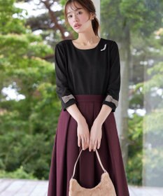 Tiaclasse L 【洗える】リボン袖ポンチトップス