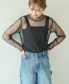 AMERICAN HOLIC ドットチュールハイネックプルオーバー