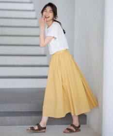 ANY 【大好評につき新色追加！/ウエストゴム】シャンブレーライクフレアスカート