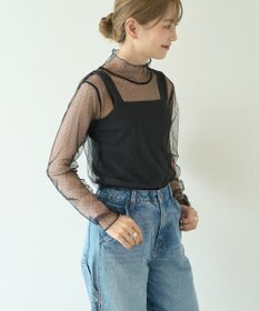 AMERICAN HOLIC ドットチュールハイネックプルオーバー