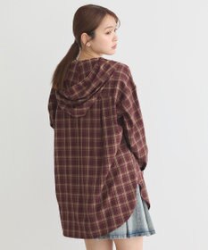 earth music&ecology フーディーチェックシャツ