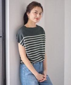 ANY 【洗濯機可/アンチピリング/UVカット】アクリルガーターフレンチスリーブニット