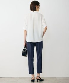 ICB L 【先行予約・WEB限定カラーあり】BackSatinAmunzen 5分袖バンドカラーブラウス