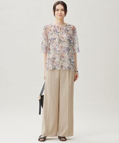 自由区 【セットアップ対応・洗える】ボタニカルフラワープリント ブラウス