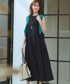 23区 ウォッシュドシアーボイル ノースリーブ ワンピース ネイビー系