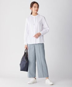 J.PRESS LADIES 【洗える】T/Rシャークスキン セミワイド パンツ
