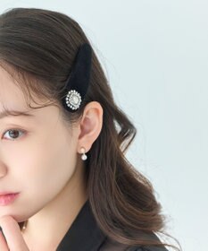 Phoebe クラッシービジューヘアピン　ブラック/ベロア