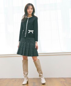 Feroux バイカラーリボンニット カーディガン