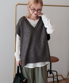 AMERICAN HOLIC 【先行予約】【WEB限定】ラメ入りVネックニットベスト