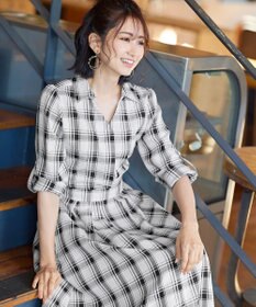 Tiaclasse 【洗える】小顔効果も期待できるスキッパーシャツワンピース