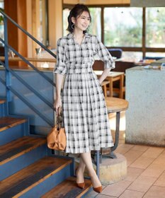 Tiaclasse 【洗える】小顔効果も期待できるスキッパーシャツワンピース