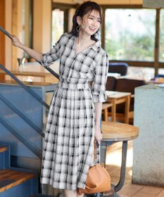 Tiaclasse 【洗える】小顔効果も期待できるスキッパーシャツワンピース